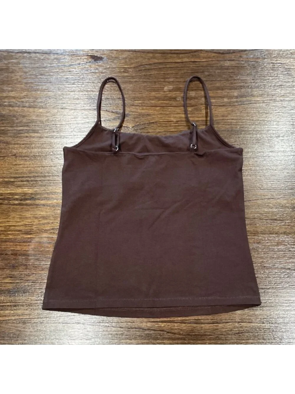 NWT J.Crew Tank Top Sz M Brown Stretch Cotton Shelf-Bra Slim Fitted Staple Basic